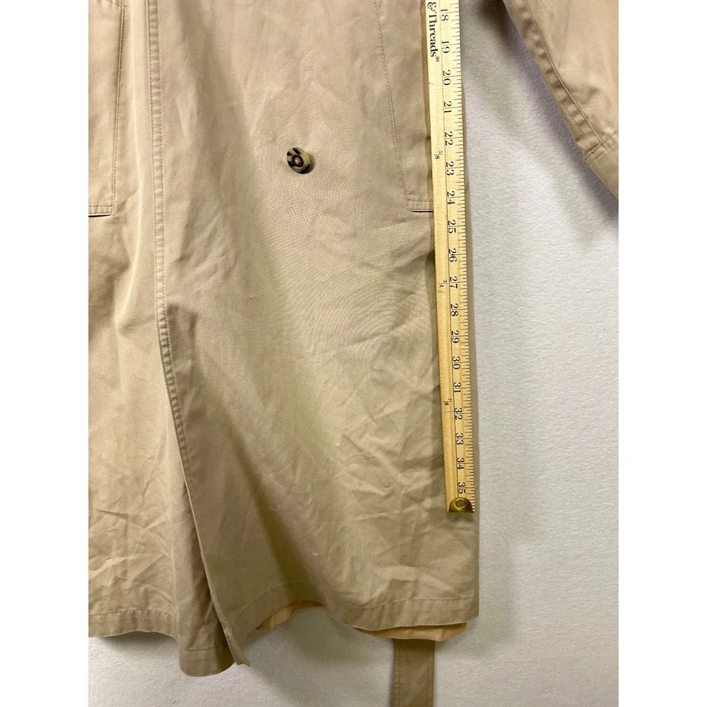 British Mist Classic Tan Double Breasted Trench Coat Belted Full Length Size 910